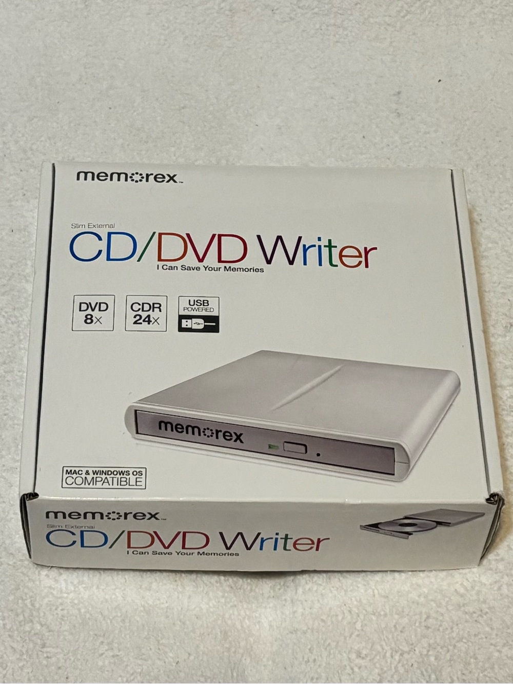 Memorex Silver External CD/DVD Writer - USB Powered